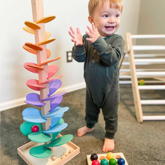 Torre Sensorial de Madera Arcoíris para Niños